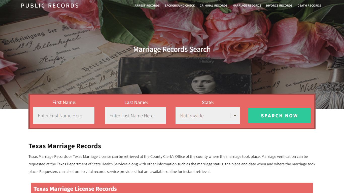 Texas Marriage Records | Enter Name and Search. 14Days Free
