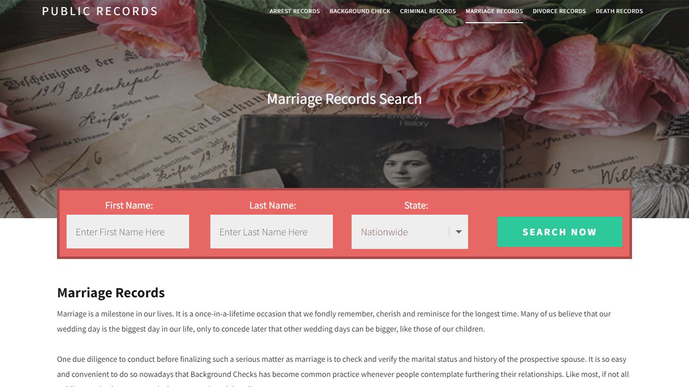 Marriage Records | Enter Name and Search. 14Days Free